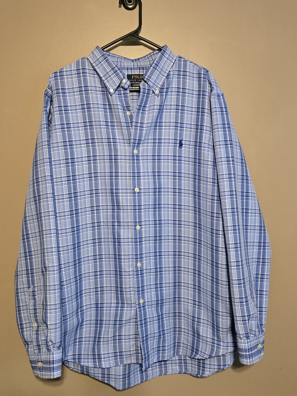 Ralph Lauren Light and Navy Blue Plaid Button-Down Shirt